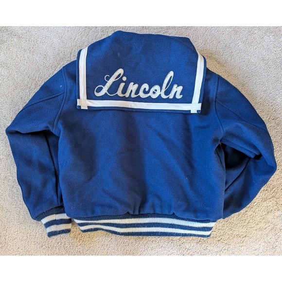 Empire Intimates Jackets & Blazers - Letterman Jacket Blue & White Vintage Wool Size M Ellwood City Lincoln High